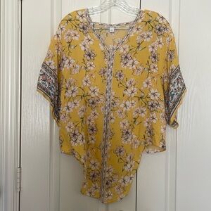Chelsea & Violet yellow floral tie up top size medium